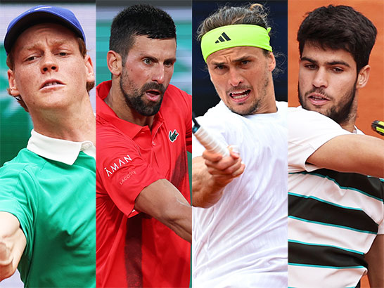 （左から）シナー、ジョコビッチ、ズべレフ、アルカラス