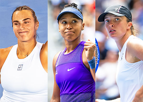 （左から）サバレンカ、大坂なおみ、シフィオンテク