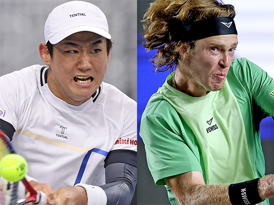 （左から）西岡良仁、アンドレイ・ルブレフ