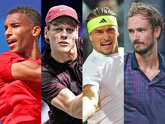 （左から）オジェ アリアシム、シナー、ズべレフ、メドベージェフ